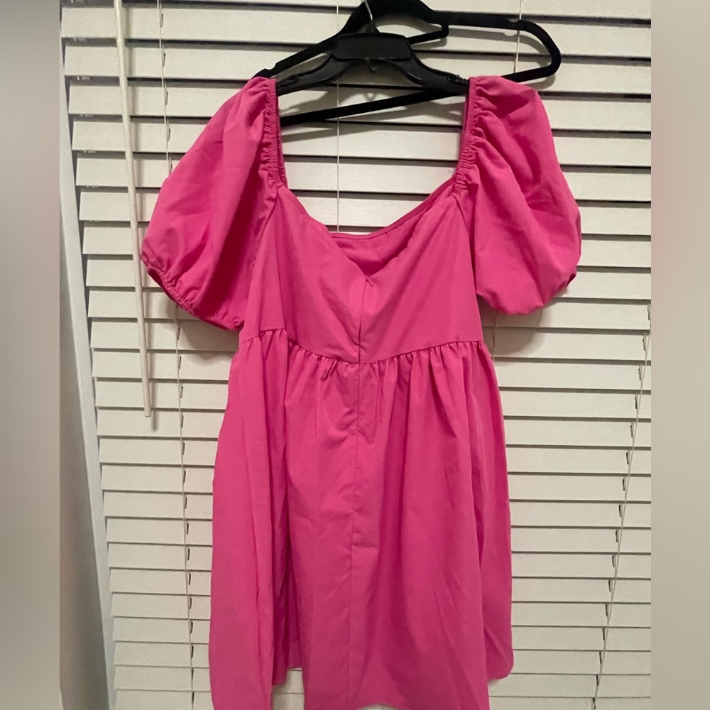 SHEIN Pink Puff Sleeve Dress